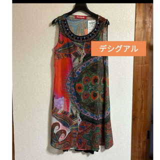 デシグアル(DESIGUAL)の新品　タグ付き　ノースリーブワンピース　デシグアル　シフォン(ひざ丈ワンピース)