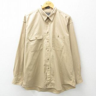 XL☆古着 長袖 シャツ メンズ 大きいサイズ コットン ベージュ XL☆古着 長袖 シャツ メンズ 大きいサイズ コットン ベージュ