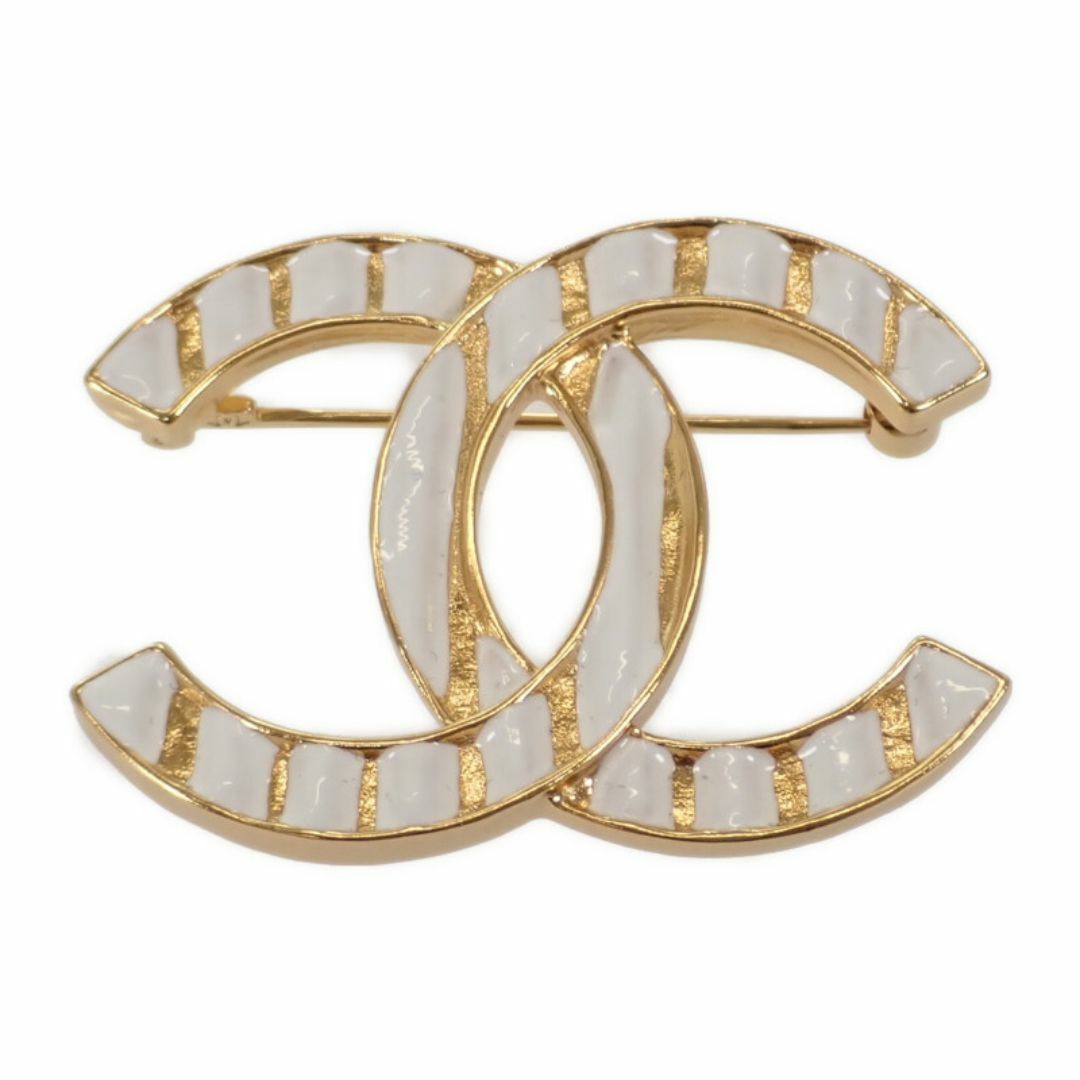 CHANEL - Aランク CHANEL ココマークブローチ ストライプ CHANEL - Aランク CHANEL ココマークブローチ ストライプ