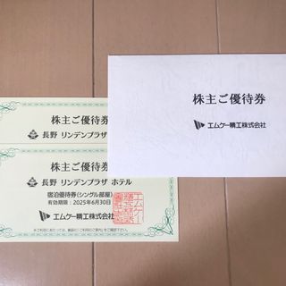 長野リンデンプラザホテル　宿泊優待券2枚(宿泊券)