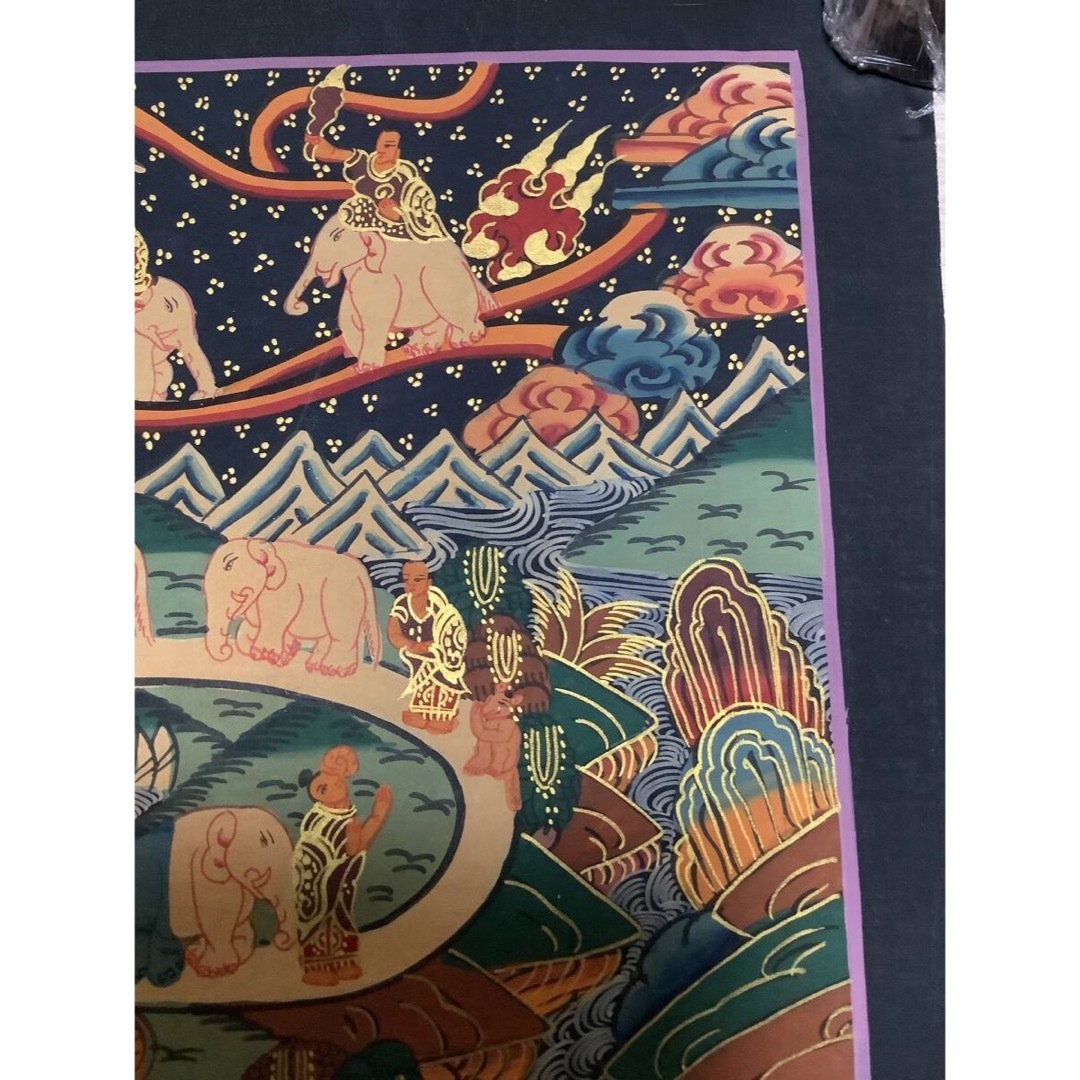 チベット密教 新品 1点物 》 手描き 曼荼羅 天国への道 仏画 チベット密教 新品 1点物 》 手描き 曼荼羅 天国への道 仏画