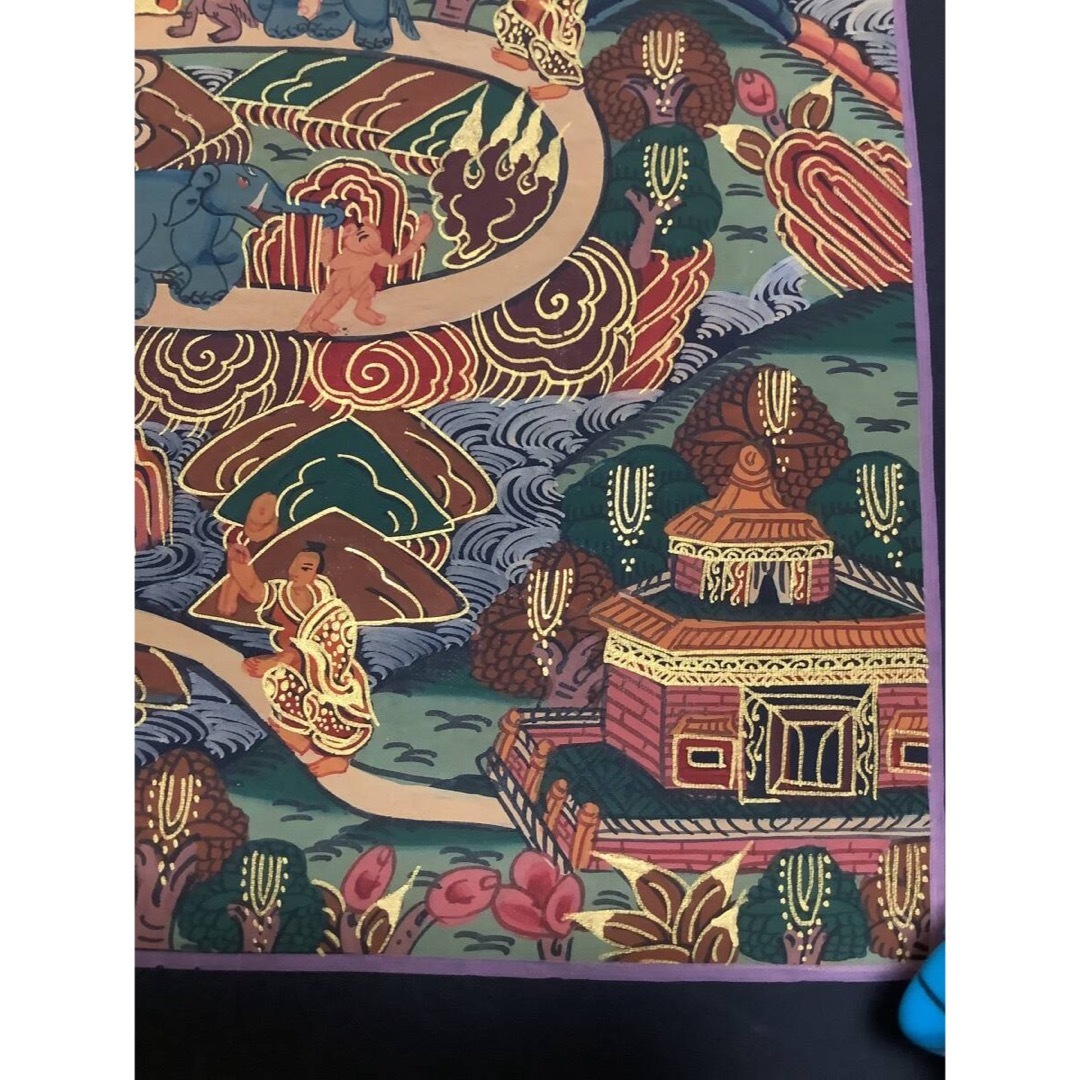 チベット密教 新品 1点物 》 手描き 曼荼羅 天国への道 仏画 チベット密教 新品 1点物 》 手描き 曼荼羅 天国への道 仏画