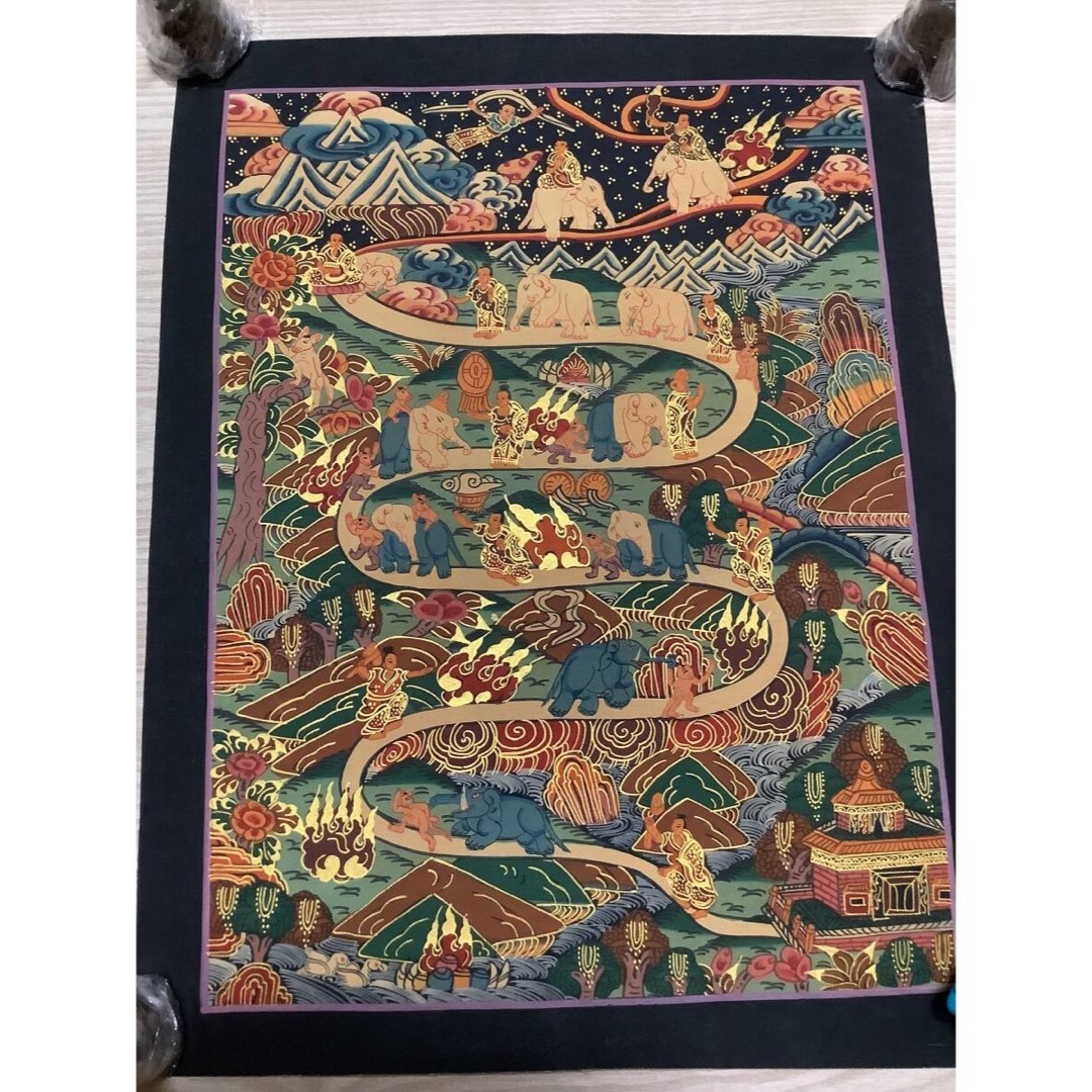 チベット密教 新品 1点物 》 手描き 曼荼羅 天国への道 仏画 チベット密教 新品 1点物 》 手描き 曼荼羅 天国への道 仏画