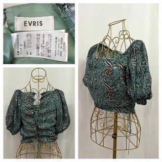 エヴリス(EVRIS)のEVRIS（エヴリス） Oriental Flowerトップス （グリーン) (シャツ/ブラウス(半袖/袖なし))