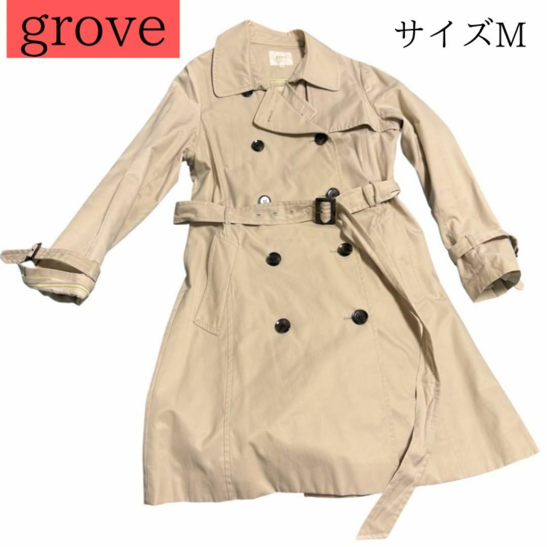 grove(グローブ)のgrove ベージュ トレンチコート M スプリングコート レディースのジャケット/アウター(トレンチコート)の商品写真
