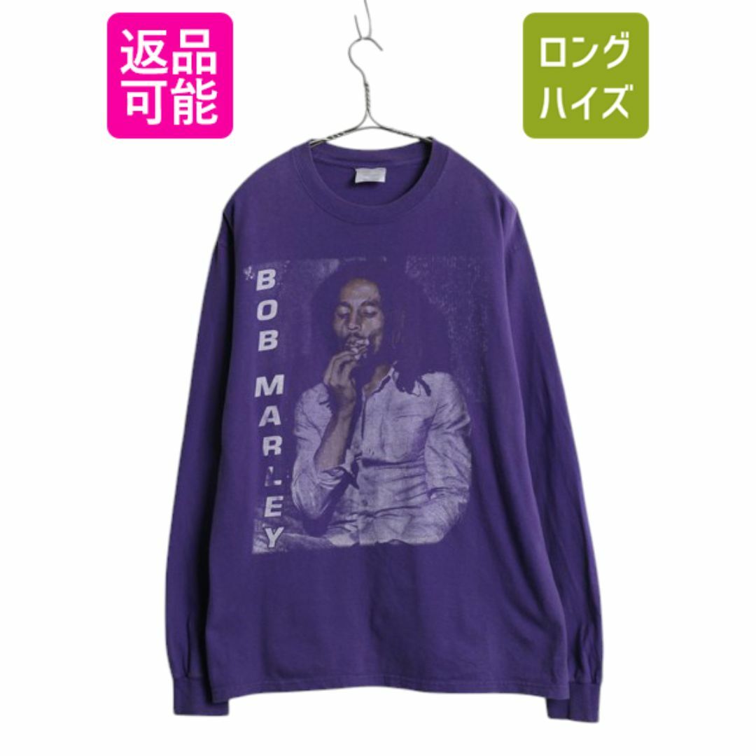 00s ☆ ボブ マーリー フォト イラスト プリント 長袖 Tシャツ 00s ☆ ボブ マーリー フォト イラスト プリント 長袖 Tシャツ