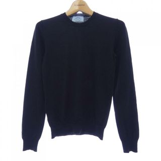 PRADA - 【未使用級】プラダ 長袖ニット セーター 切替 三角ロゴ PRADA - 【未使用級】プラダ 長袖ニット セーター 切替 三角ロゴ