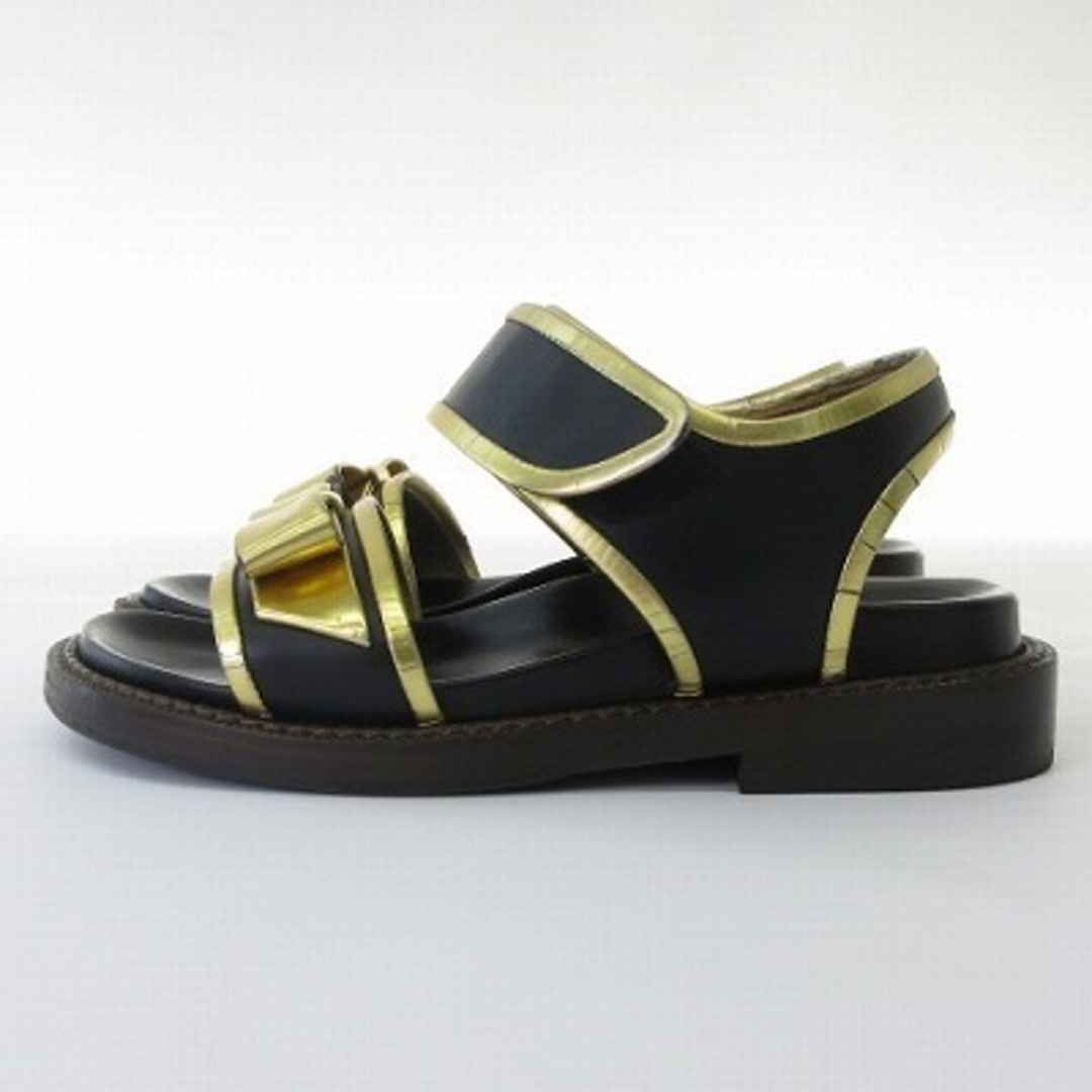 MARNI - マルニ サンダル シューズ リボン ブラック ゴールド MARNI - マルニ サンダル シューズ リボン ブラック ゴールド