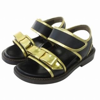 MARNI - マルニ サンダル シューズ リボン ブラック ゴールド MARNI - マルニ サンダル シューズ リボン ブラック ゴールド