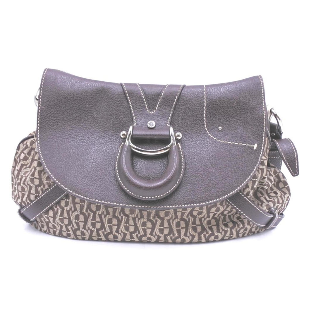 AIGNER - AIGNER アイグナー フラップ セミショルダー バッグ 茶 AIGNER - AIGNER アイグナー フラップ セミショルダー バッグ 茶