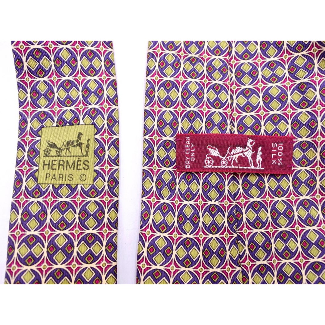 HERMES - HERMES エルメス シルク100% 総柄 ネクタイ カラフル HERMES - HERMES エルメス シルク100% 総柄 ネクタイ カラフル