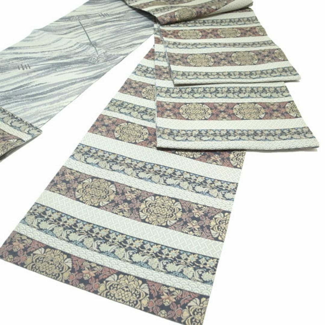 西陣 - 袋帯 京都 西陣 1873 正和 全通 グレー 名物裂 華文 中古 西陣 - 袋帯 京都 西陣 1873 正和 全通 グレー 名物裂 華文 中古