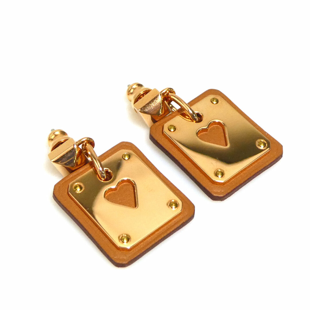 HERMES - エルメス HERMES ピアス アス ドゥ クール GP/レザー HERMES - エルメス HERMES ピアス アス ドゥ クール GP/レザー