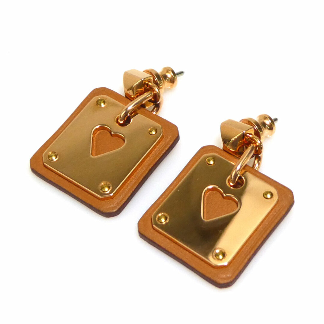 HERMES - エルメス HERMES ピアス アス ドゥ クール GP/レザー HERMES - エルメス HERMES ピアス アス ドゥ クール GP/レザー