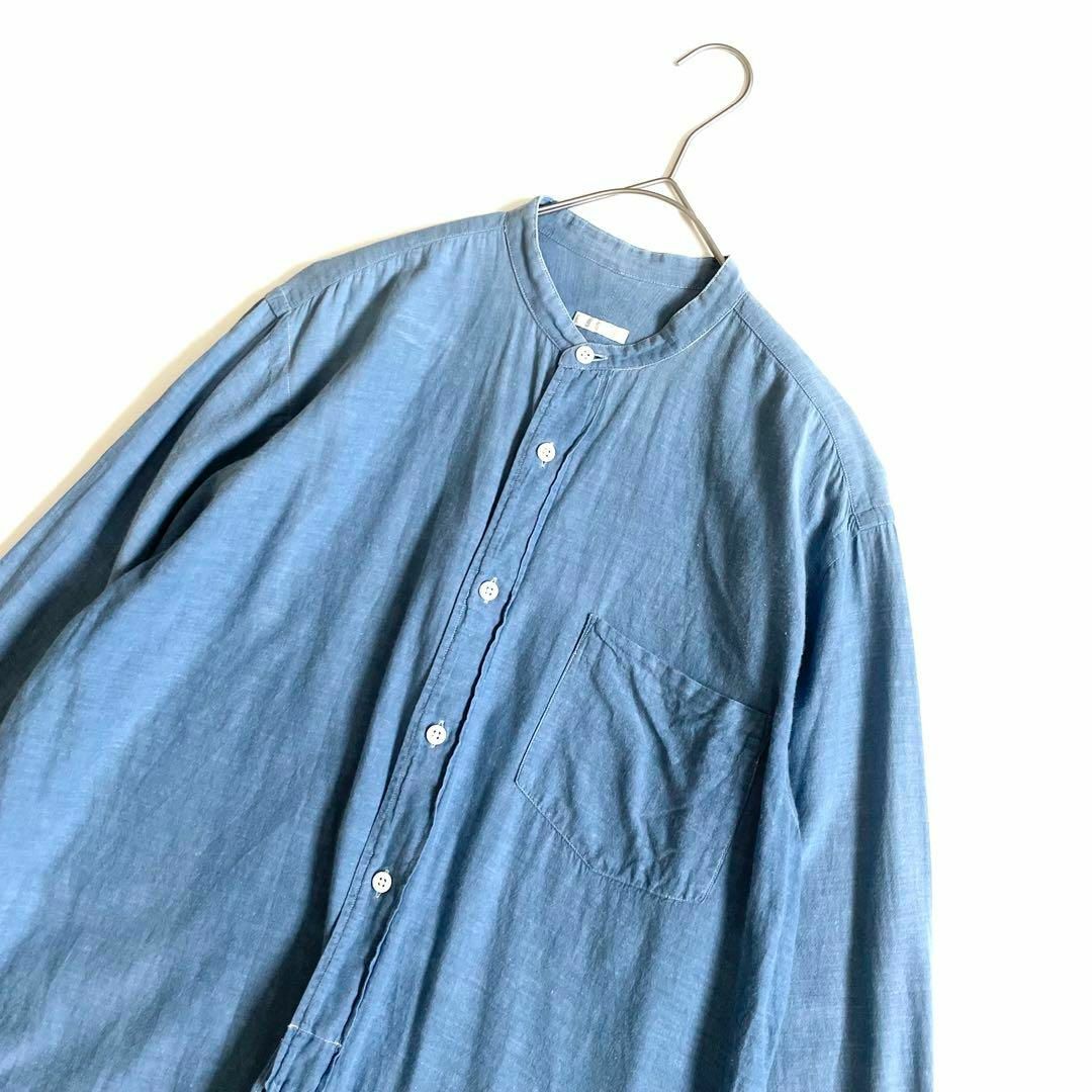 COMOLI - 4662 コモリ バンドカラーシャツ ベタシャン COMOLI - 4662 コモリ バンドカラーシャツ ベタシャン