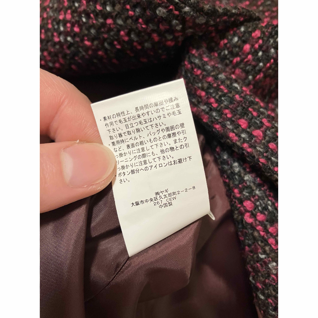 11AR 美品 ツイード風ショート丈コート ジャケット ピンク 黒 11AR 美品 ツイード風ショート丈コート ジャケット ピンク 黒