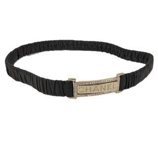 CHANEL - CHANEL ベルト ロゴ ラインストーン メッキ レザー CHANEL - CHANEL ベルト ロゴ ラインストーン メッキ レザー