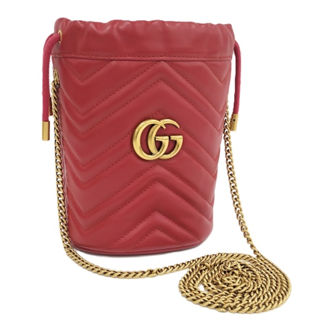 GUCCI - GUCCI GGマーモント ミニバケットバッグ チェーン GUCCI - GUCCI GGマーモント ミニバケットバッグ チェーン