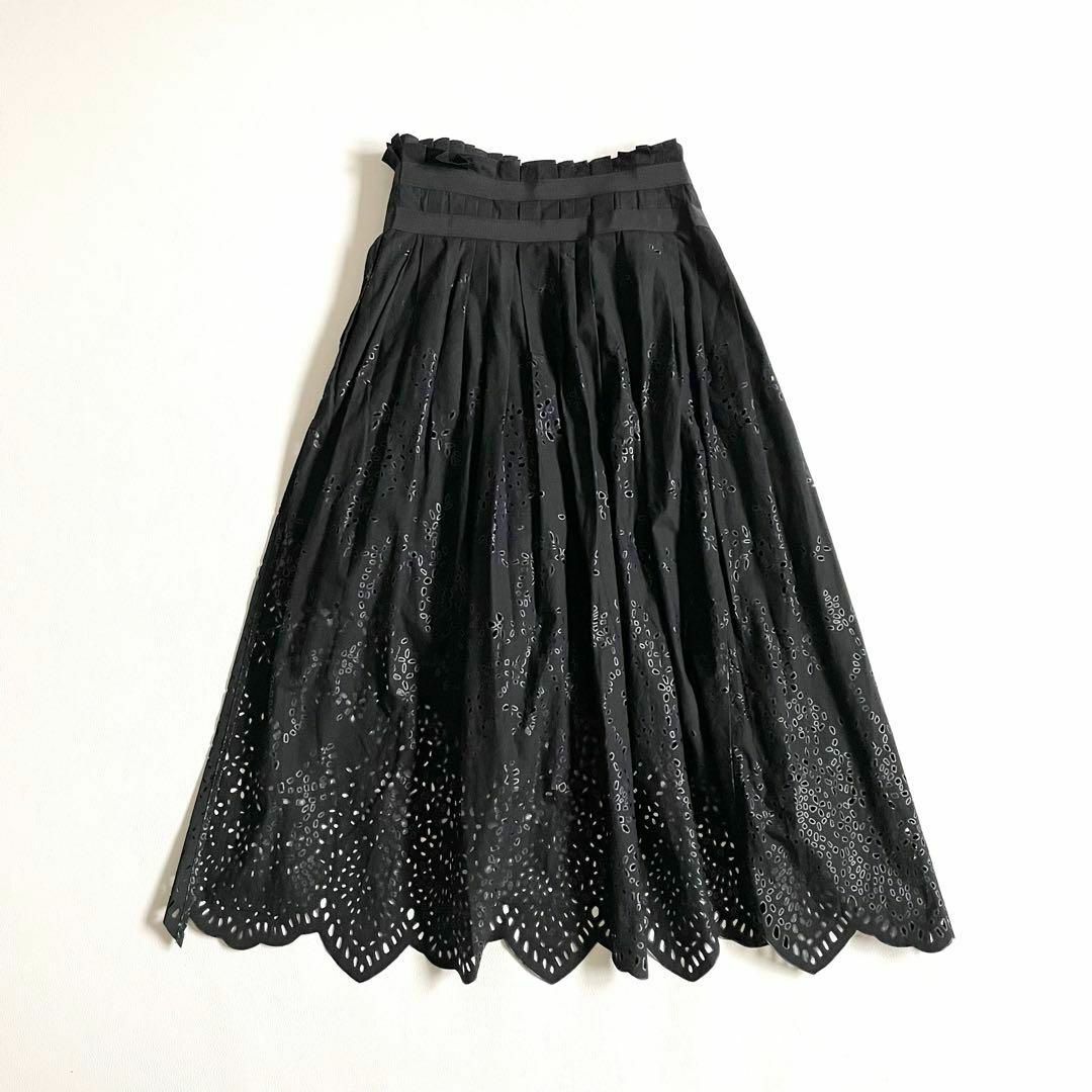 sacai - 4681【美品】サカイ ロングスカート フリル レース 黒 S sacai - 4681【美品】サカイ ロングスカート フリル レース 黒 S