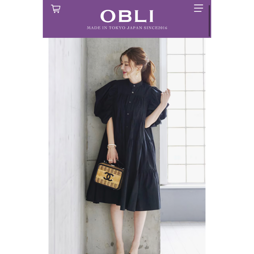 OBLI - 新品未使用 OBLI パワーショルダーティアードワンピース OBLI - 新品未使用 OBLI パワーショルダーティアードワンピース