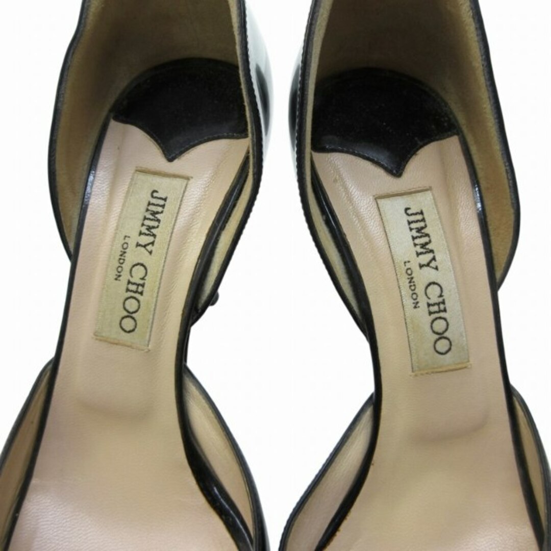 JIMMY CHOO - エナメル セパレート パンプス リボン 黒 38.5 約 JIMMY CHOO - エナメル セパレート パンプス リボン 黒 38.5 約