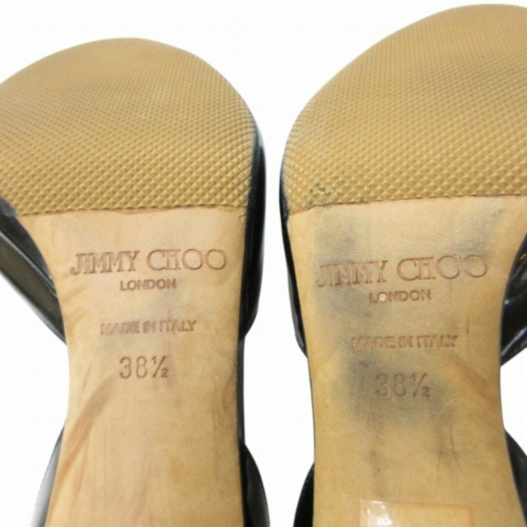 JIMMY CHOO - エナメル セパレート パンプス リボン 黒 38.5 約 JIMMY CHOO - エナメル セパレート パンプス リボン 黒 38.5 約