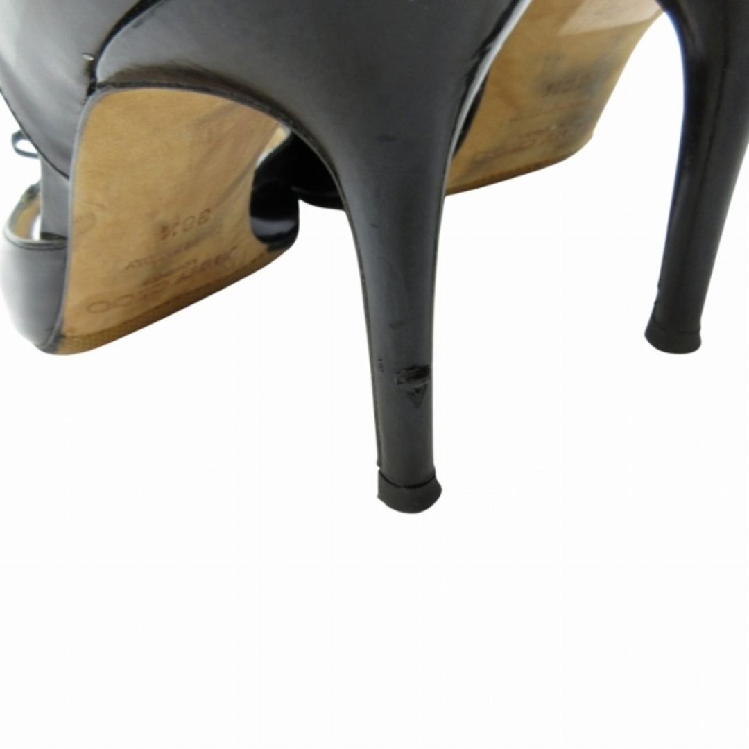 JIMMY CHOO - エナメル セパレート パンプス リボン 黒 38.5 約 JIMMY CHOO - エナメル セパレート パンプス リボン 黒 38.5 約