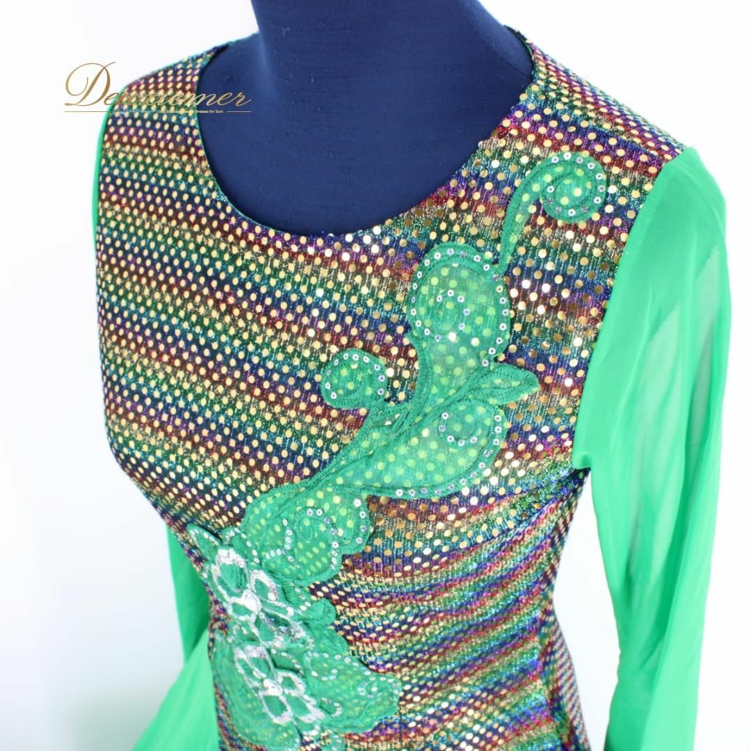 美品 社交ダンス衣装】ワンピース ドレス un×Ⅱ 緑 グリーン 美品 社交ダンス衣装】ワンピース ドレス un×Ⅱ 緑 グリーン