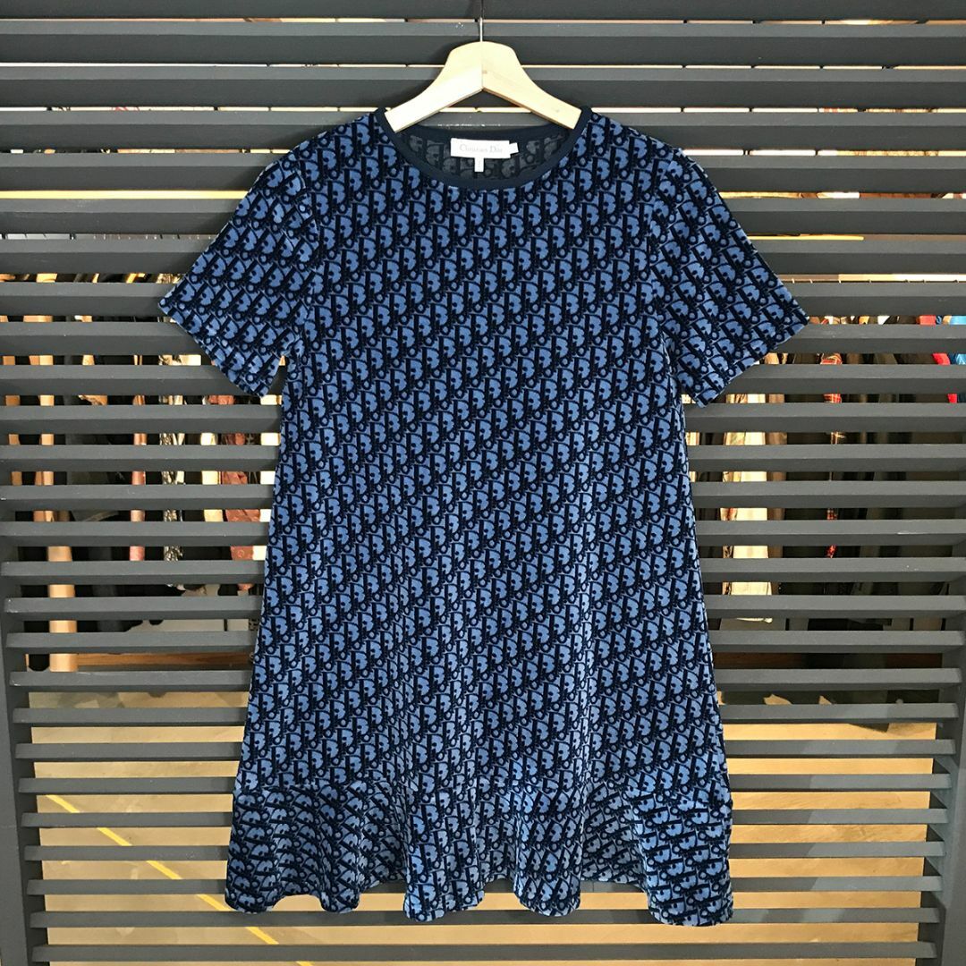 Christian Dior - 超美品 ディオール 現行 オブリーク キッズ Aラインドレス ネイビー 12 紺