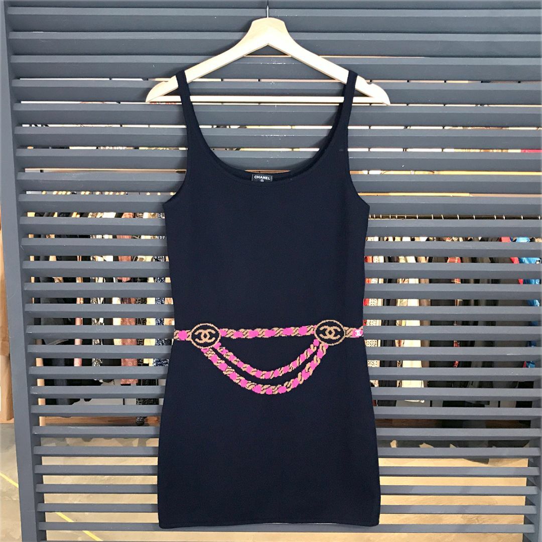 CHANEL - 超美品 シャネル ココマーク ノースリーブ チュニック ワンピース ネイビー