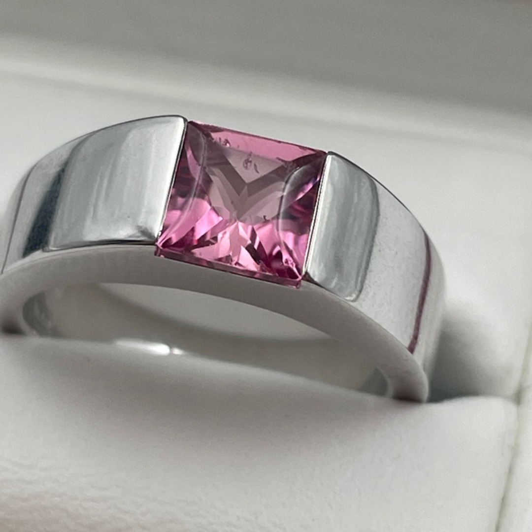 カルティエ Cartier タンクリング 750WG/ピンクトルマリン