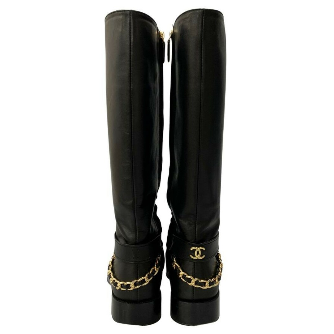 CHANEL - シャネル ロングブーツ G39171 チェーン ゴールド金具 CHANEL - シャネル ロングブーツ G39171 チェーン ゴールド金具