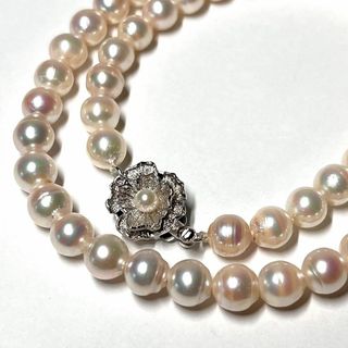 あこや真珠 パール ネックレス 真珠 虹色干渉色 シルバー刻印 6.5～6.8㎜(ネックレス)