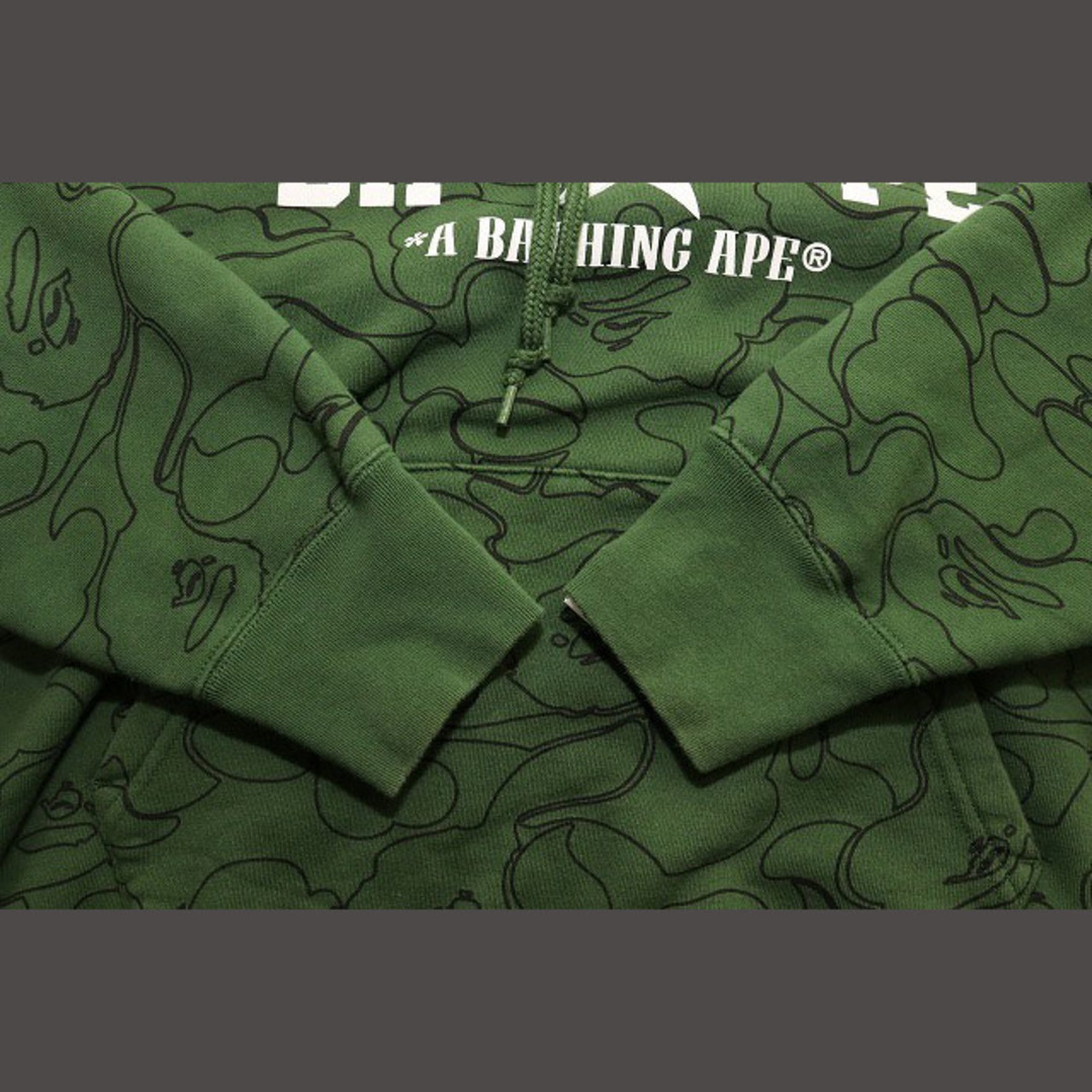 A BATHING APE - A BATHING APE MILITARY HOODIE 緑 総柄 Lの A BATHING APE - A BATHING APE MILITARY HOODIE 緑 総柄 Lの