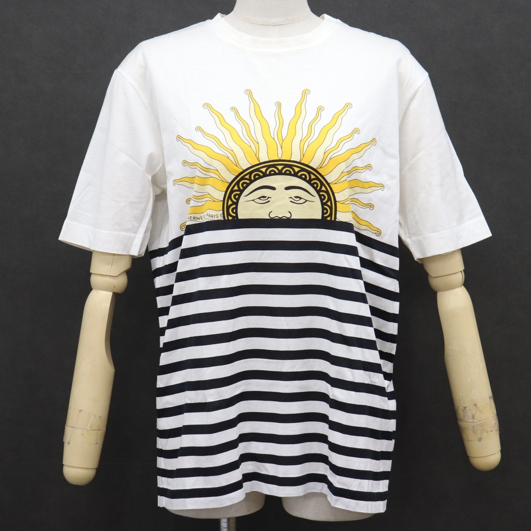 HERMES - ITQL5I0E1NHH HERMES エルメス 太陽 ボーダー Tシャツ HERMES - ITQL5I0E1NHH HERMES エルメス 太陽 ボーダー Tシャツ