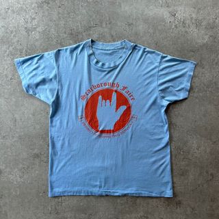 ヴィンテージ(VINTAGE)の80s ヴィンテージtシャツ USA製 水色 XL相当 バンドサイン(Tシャツ/カットソー(半袖/袖なし))