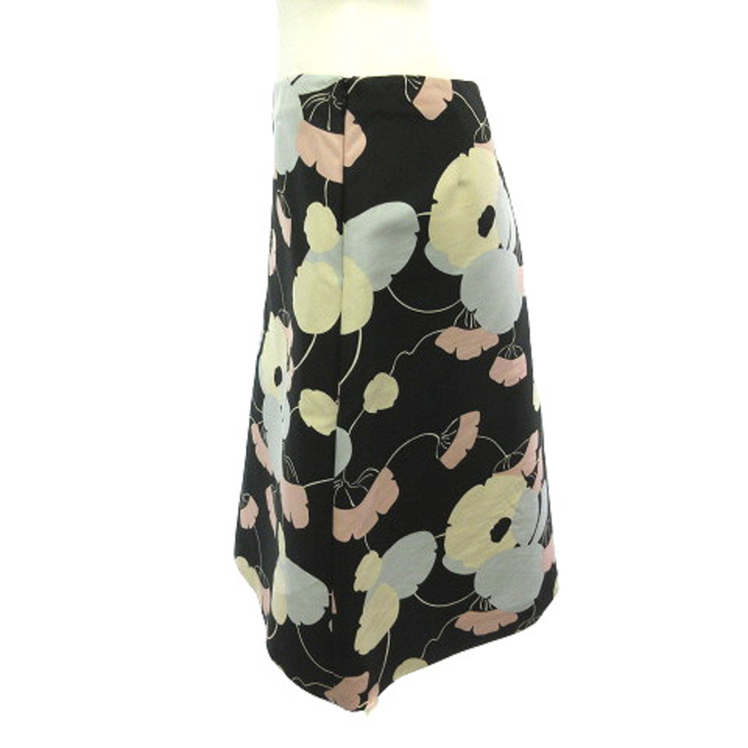 MARNI - マルニ スカート ひざ丈 花柄 シルク混 ブラック 黒 38 MARNI - マルニ スカート ひざ丈 花柄 シルク混 ブラック 黒 38