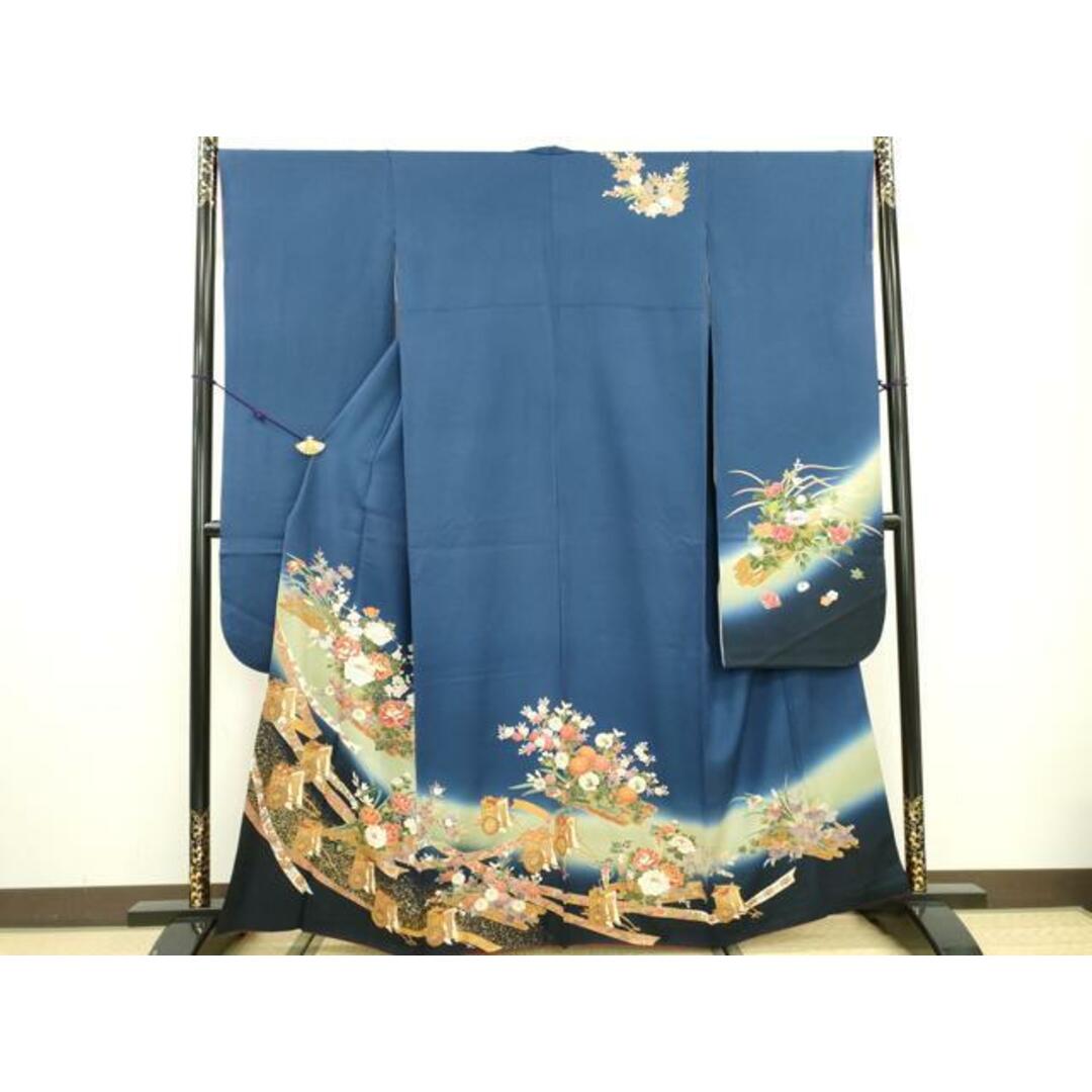 平和屋着物□豪華振袖 御所車花筏文 暈し染 金彩 正絹 逸品 平和屋着物□豪華振袖 御所車花筏文 暈し染 金彩 正絹 逸品