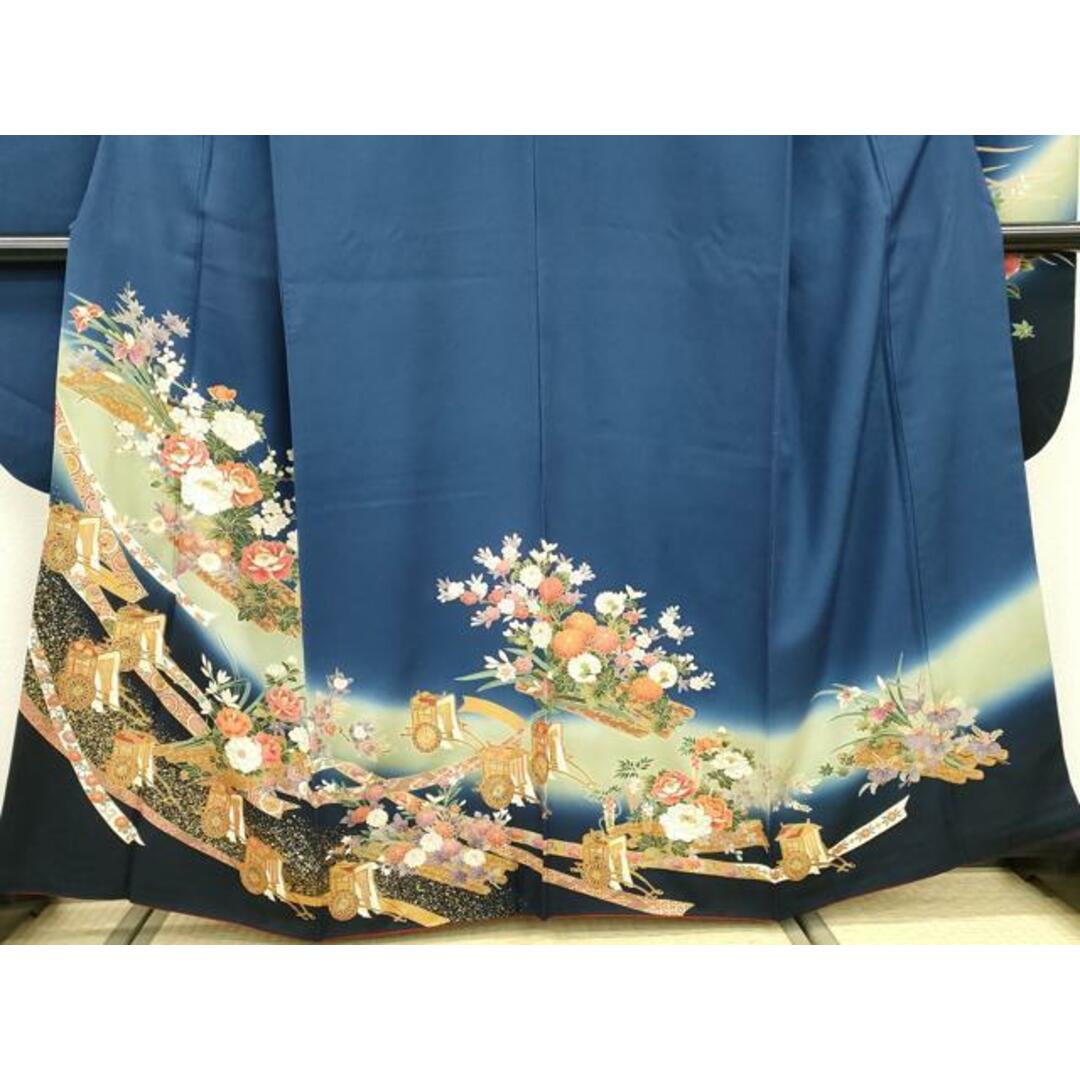 平和屋着物□豪華振袖 御所車花筏文 暈し染 金彩 正絹 逸品 平和屋着物□豪華振袖 御所車花筏文 暈し染 金彩 正絹 逸品