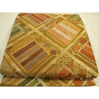平和屋着物◎六通柄袋帯 天井鎧縅花文 金糸 正絹 逸品 平和屋着物◎六通柄袋帯 天井鎧縅花文 金糸 正絹 逸品