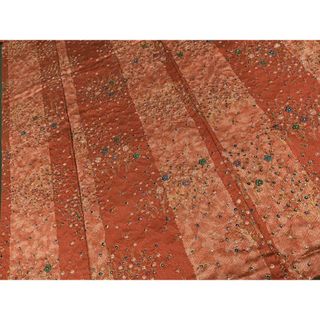 平和屋着物■上質な小紋　花間道　金彩　正絹　逸品　BAAR0536jr(着物)