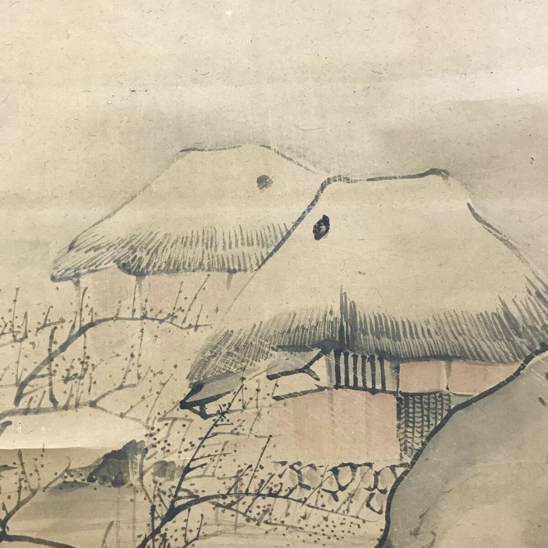 真作/松村景文/梅花田家之図/山水図/春景山水図/掛軸☆宝船☆AF 真作/松村景文/梅花田家之図/山水図/春景山水図/掛軸☆宝船☆AF