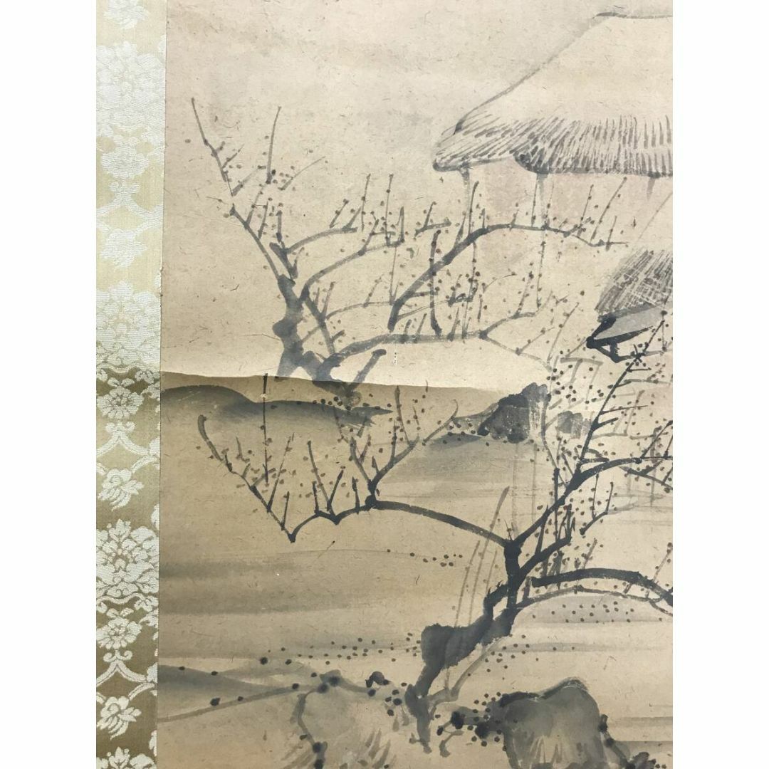 真作/松村景文/梅花田家之図/山水図/春景山水図/掛軸☆宝船☆AF 真作/松村景文/梅花田家之図/山水図/春景山水図/掛軸☆宝船☆AF
