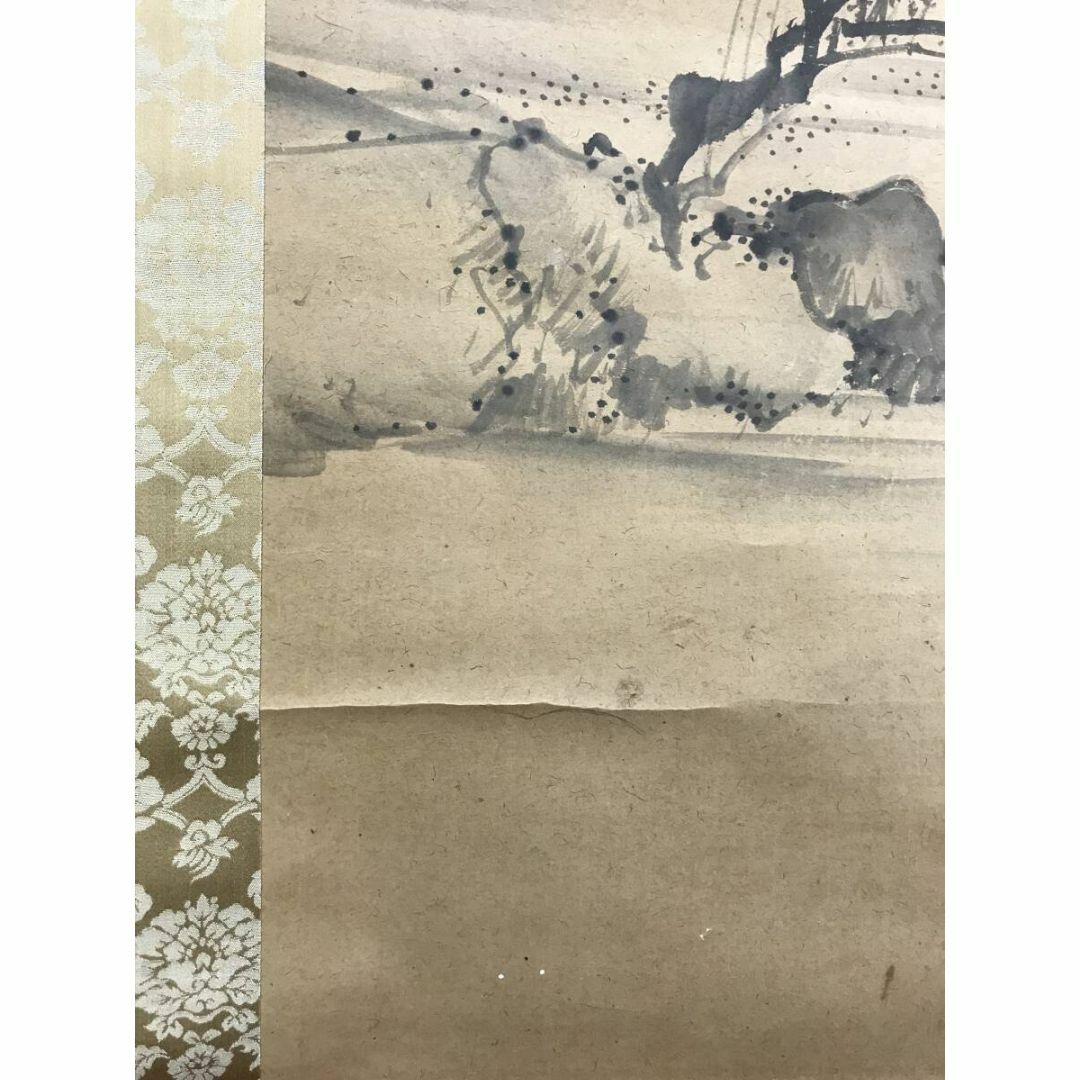 真作/松村景文/梅花田家之図/山水図/春景山水図/掛軸☆宝船☆AF 真作/松村景文/梅花田家之図/山水図/春景山水図/掛軸☆宝船☆AF