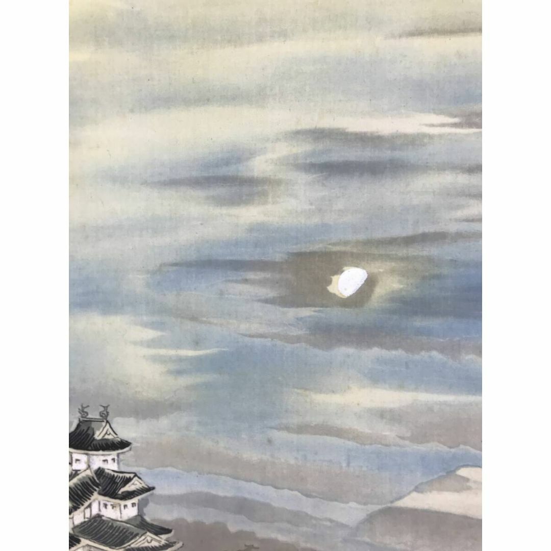 複製/富田渓仙/古城に月之図/工芸品/山水図/掛軸☆宝船☆AF-608 複製/富田渓仙/古城に月之図/工芸品/山水図/掛軸☆宝船☆AF-608