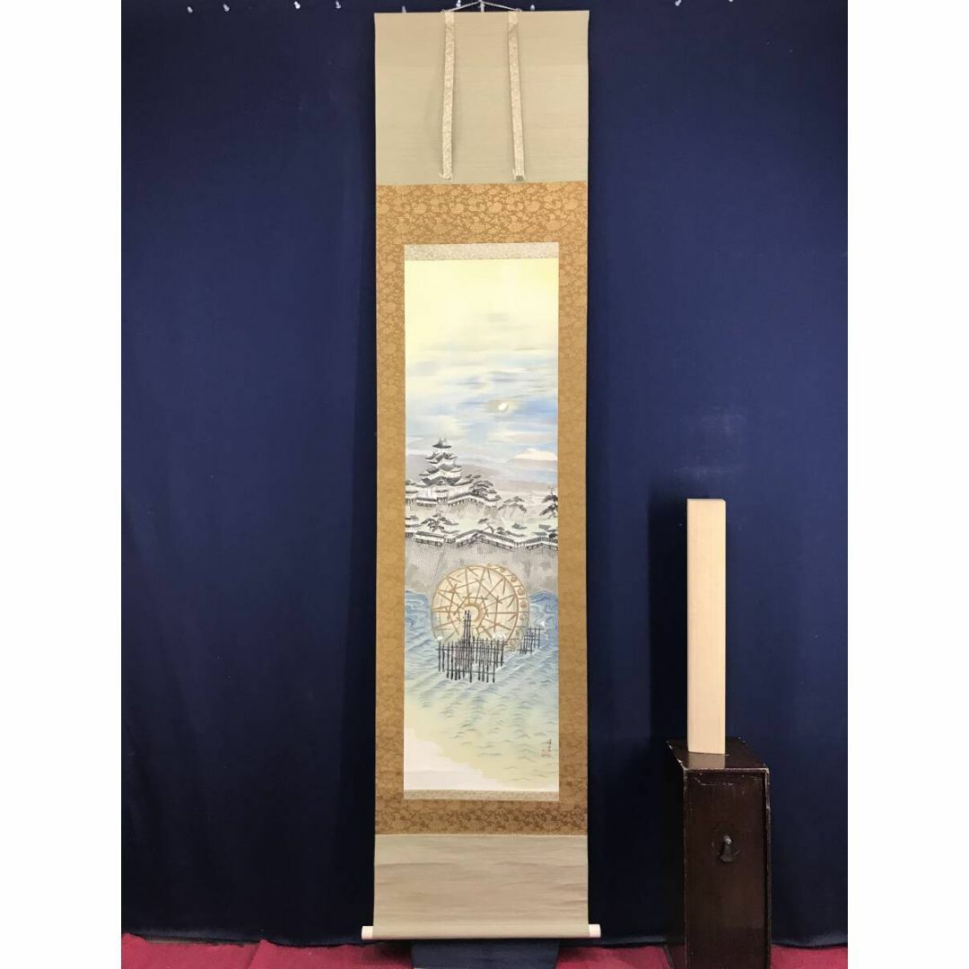 複製/富田渓仙/古城に月之図/工芸品/山水図/掛軸☆宝船☆AF-608 複製/富田渓仙/古城に月之図/工芸品/山水図/掛軸☆宝船☆AF-608