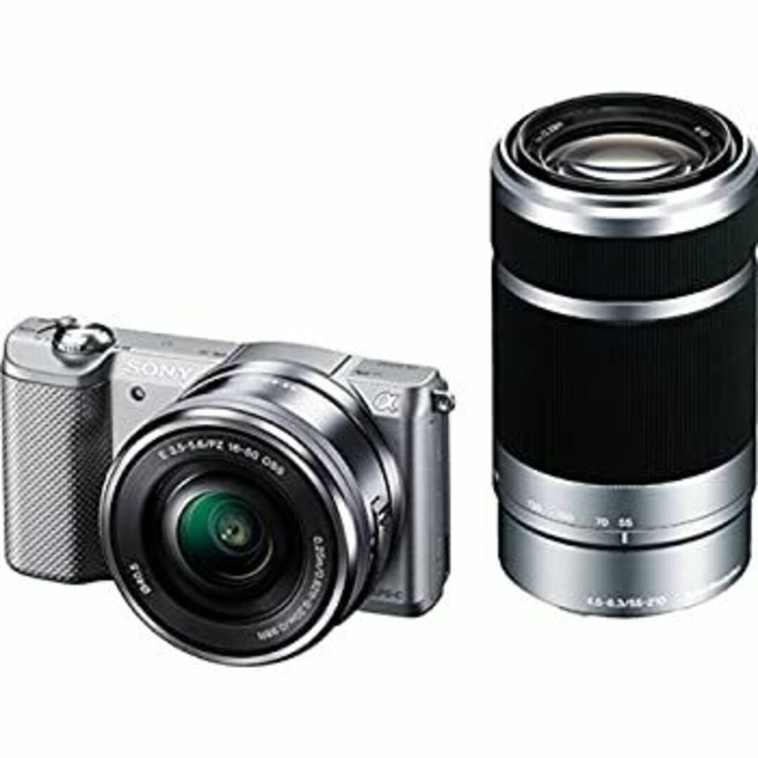 SONY ミラーレス一眼 α5000 ダブルズームレンズキット シルバー ILCE-5000Y-S スマホ/家電/カメラのカメラ(ミラーレス一眼)の商品写真