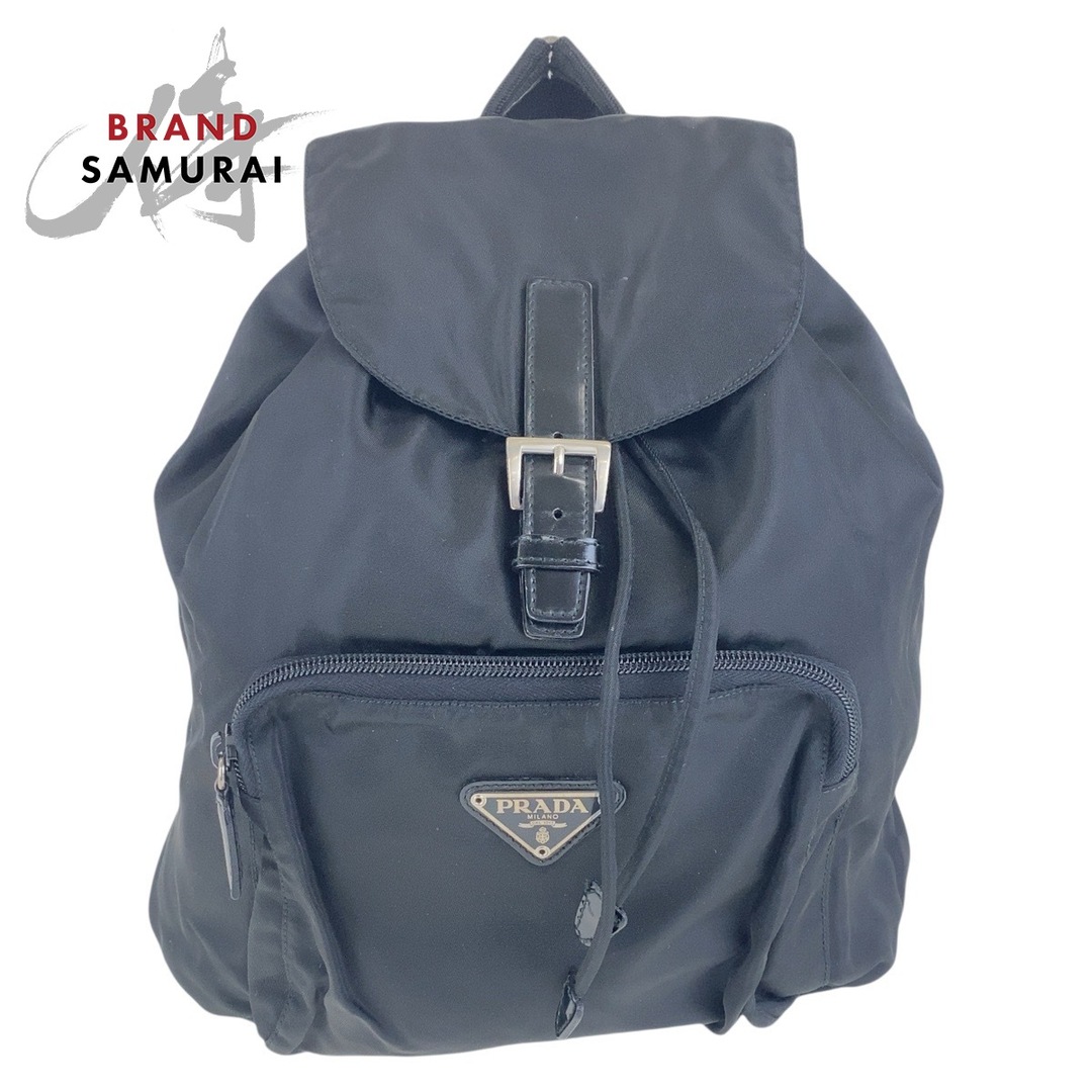 PRADA - 美品 PRADA プラダ テスート 三角ロゴプレート ブラック PRADA - 美品 PRADA プラダ テスート 三角ロゴプレート ブラック