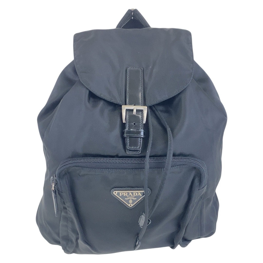 PRADA - 美品 PRADA プラダ テスート 三角ロゴプレート ブラック PRADA - 美品 PRADA プラダ テスート 三角ロゴプレート ブラック