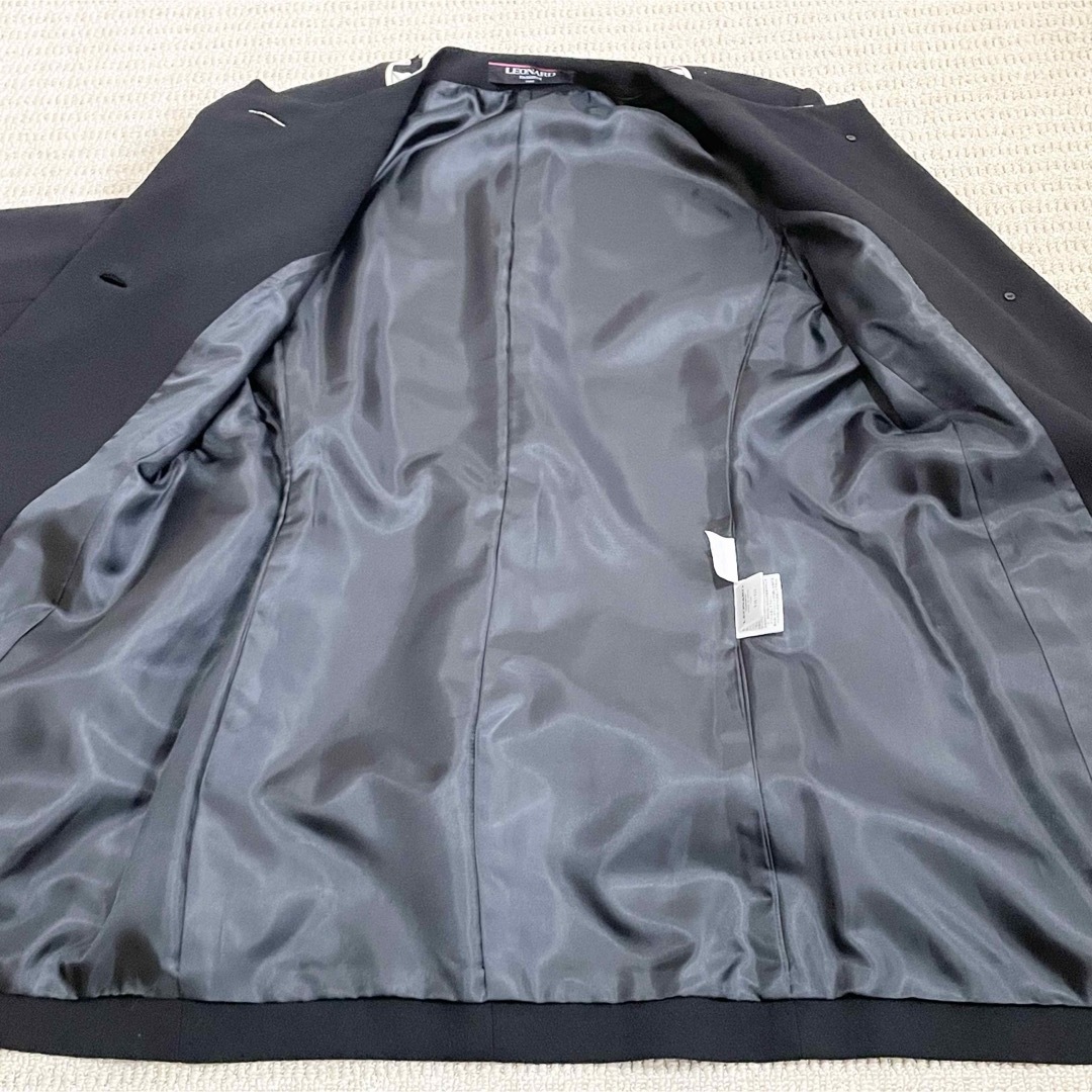 LEONARD - サイズM レオナール ジャケットコート ノーカラー LEONARD - サイズM レオナール ジャケットコート ノーカラー